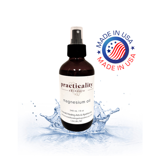 Magnesium chloride body spray in a two-ounce bottle