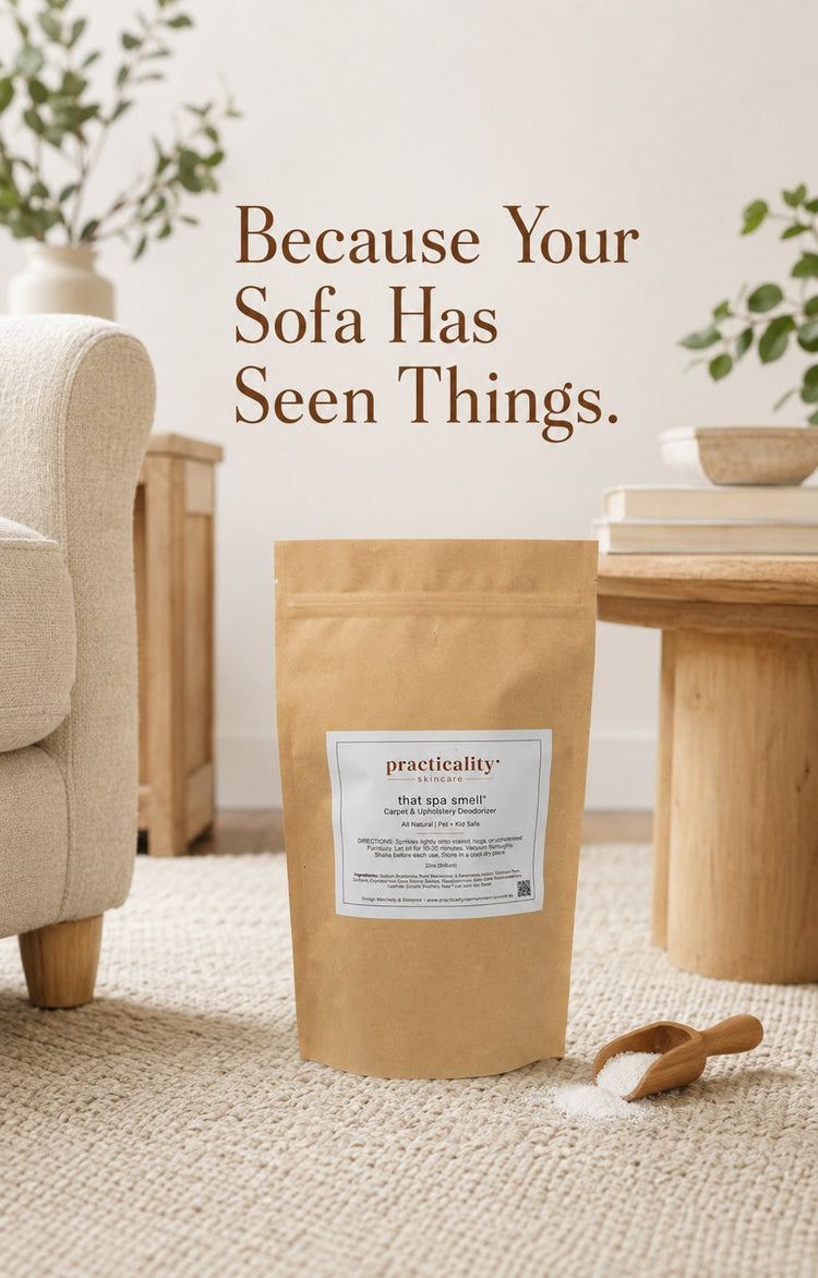 That Spa Smell carpet and upholstery deodorizer styled in a warm welcoming home
