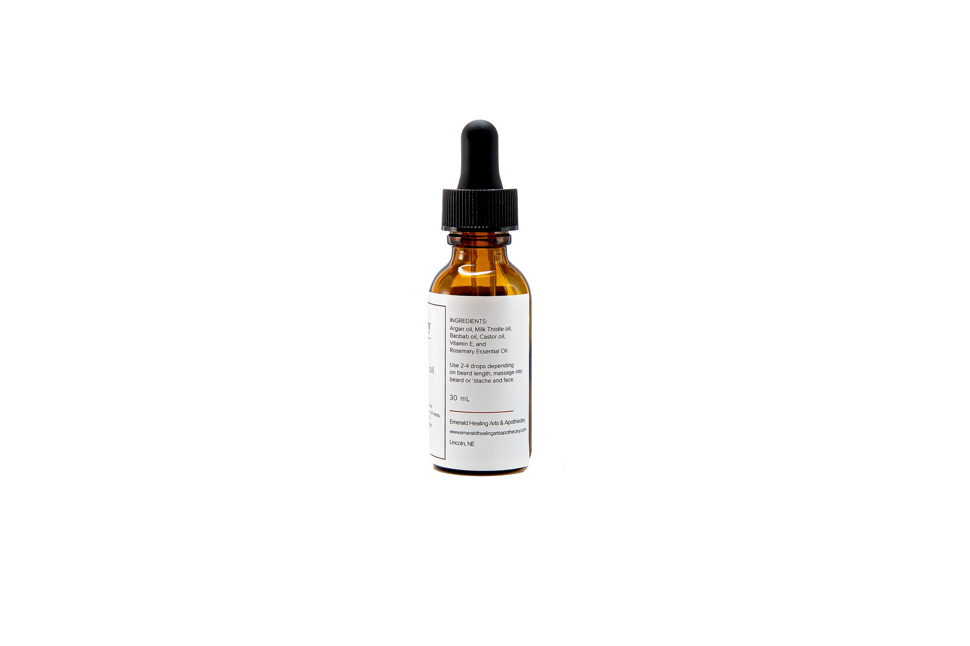 Uncle Nick's Rosemary Beard Oil bottle shown from the back