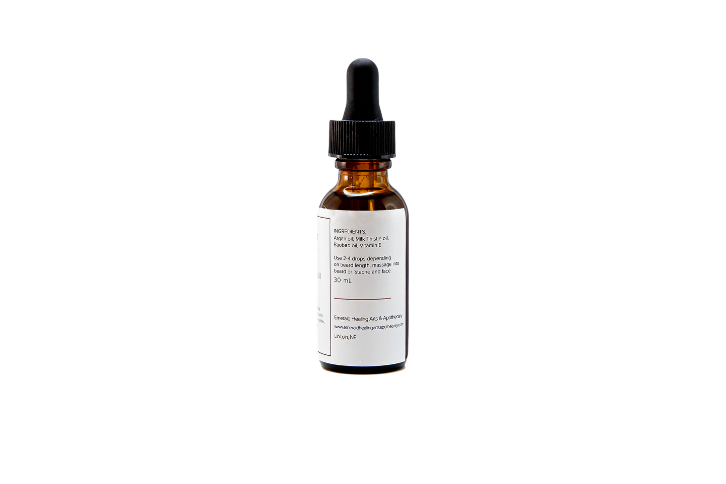 Uncle Nick's Unscented Beard Oil bottle shown from the back