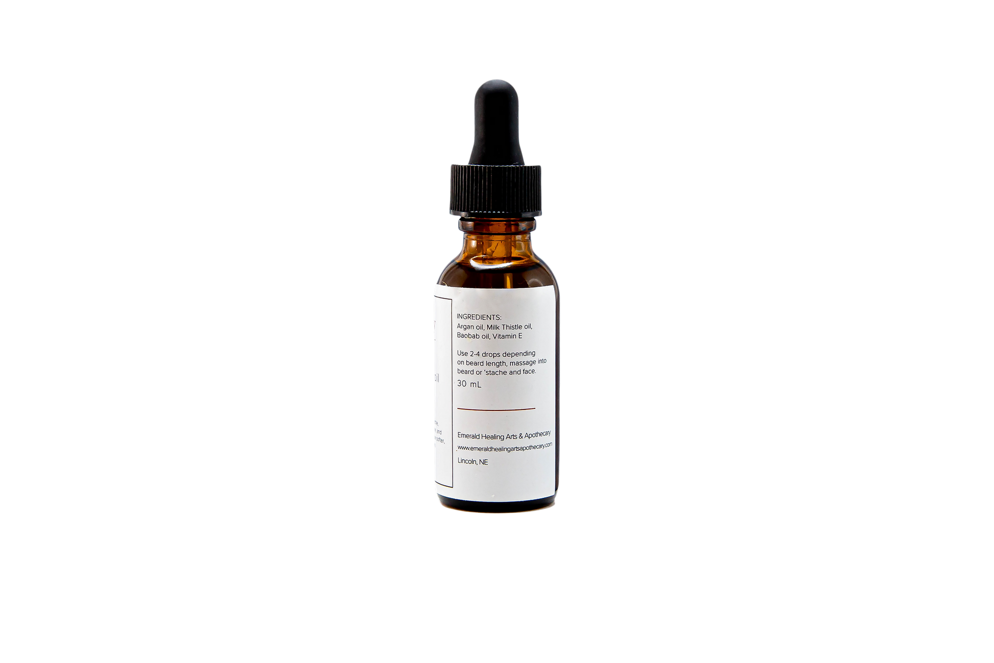 Uncle Nick's Unscented Beard Oil bottle shown from the back
