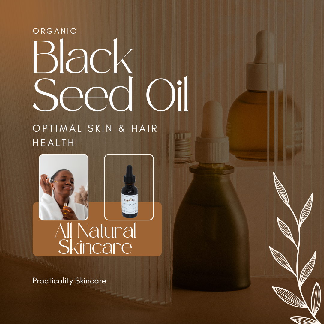 Cold-pressed black seed oil bottle and label detail