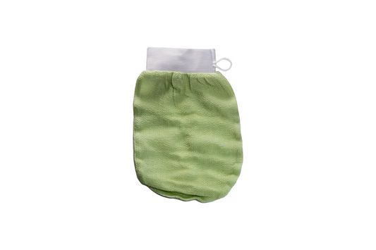 Textured Korean exfoliating body mitt for wet-skin body exfoliation