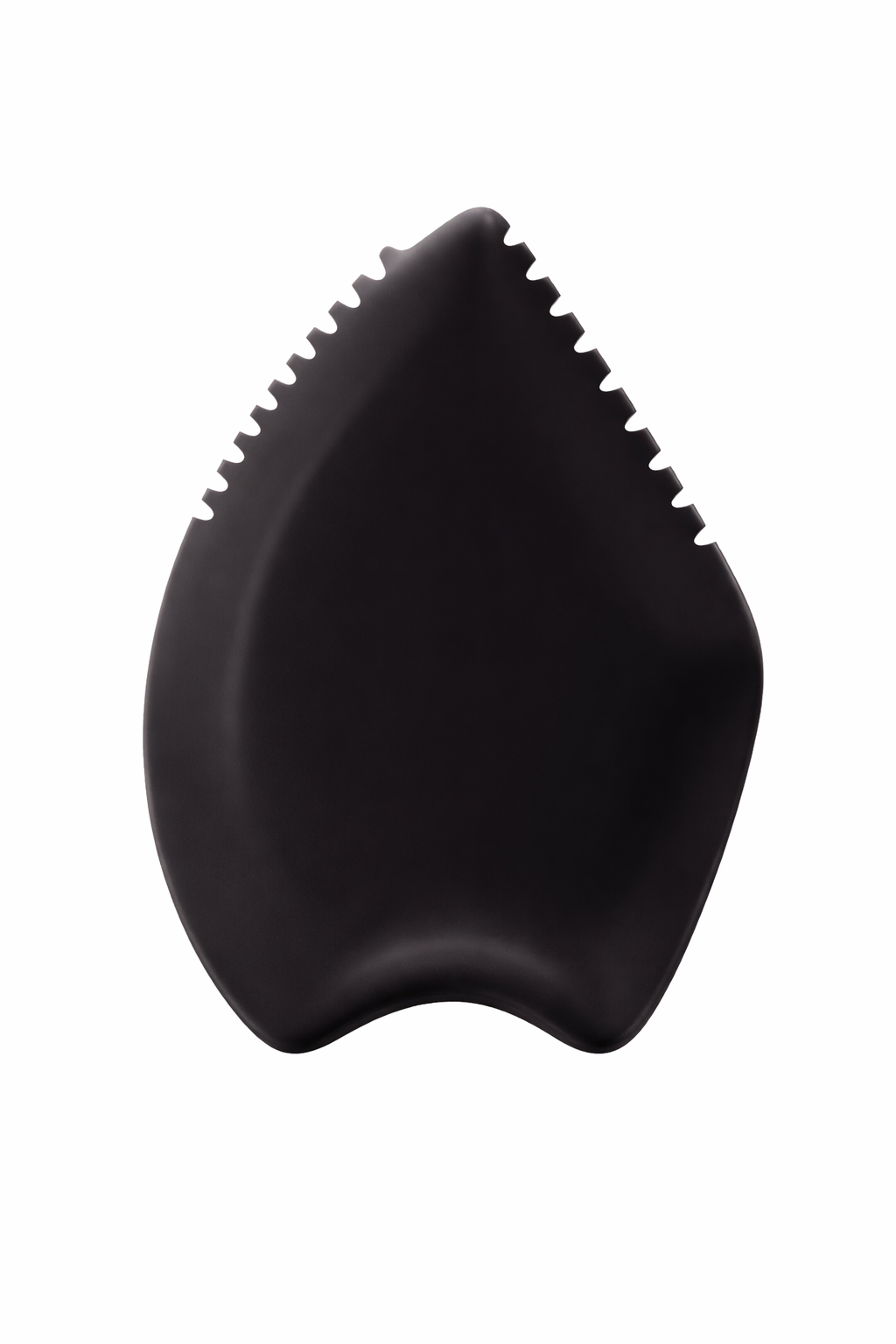 Black Bian stone facial gua sha tool on a clean background
