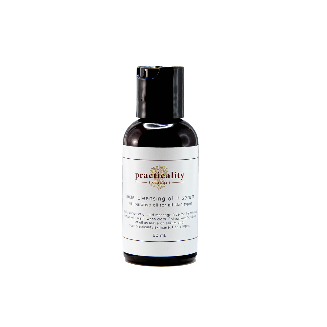 Practicality Facial Cleansing Oil and Serum in a 2 ounce bottle