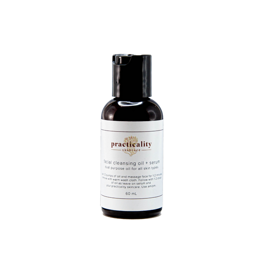 Practicality Facial Cleansing Oil and Serum in a 2 ounce bottle