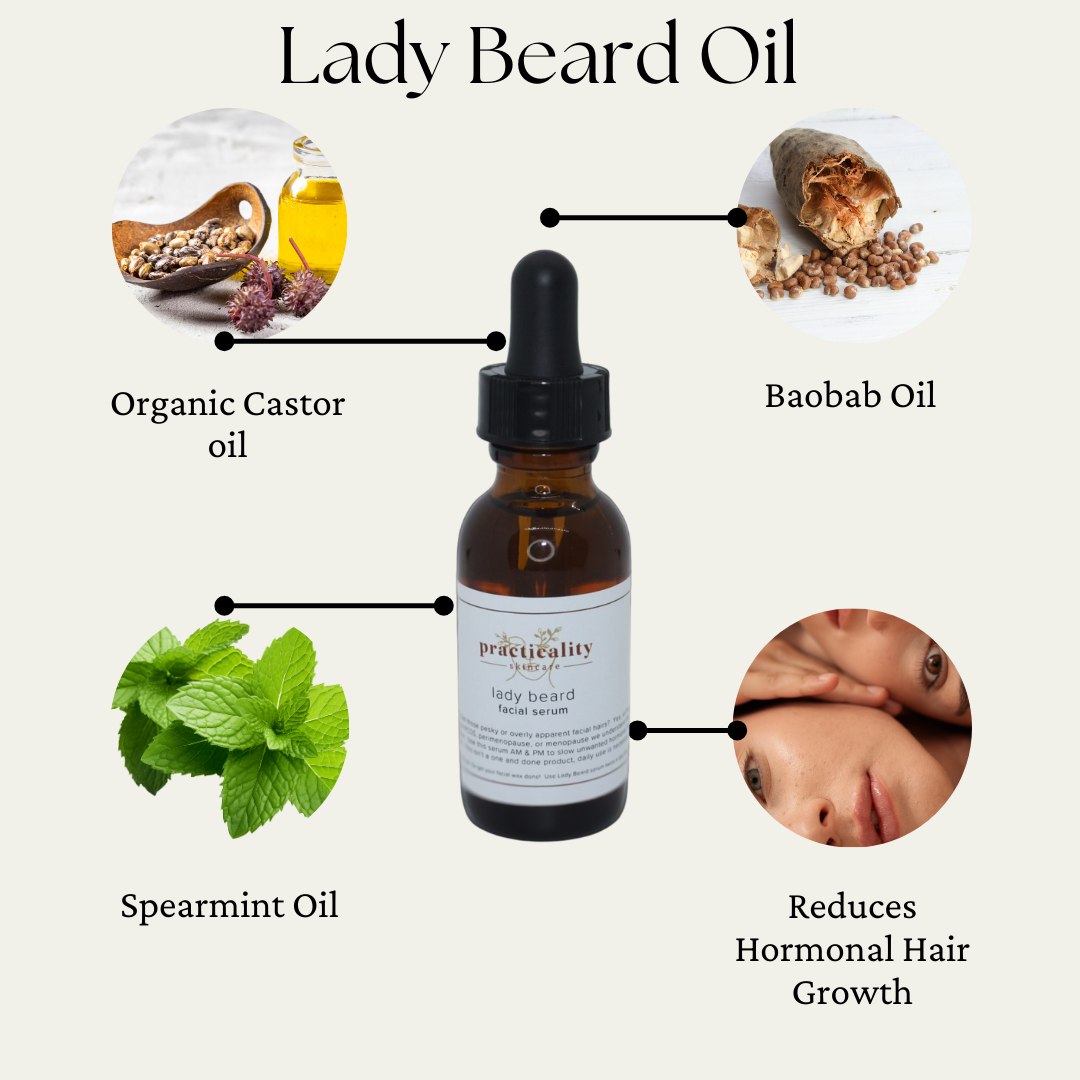 Lady Beard facial oil packaging and product presentation