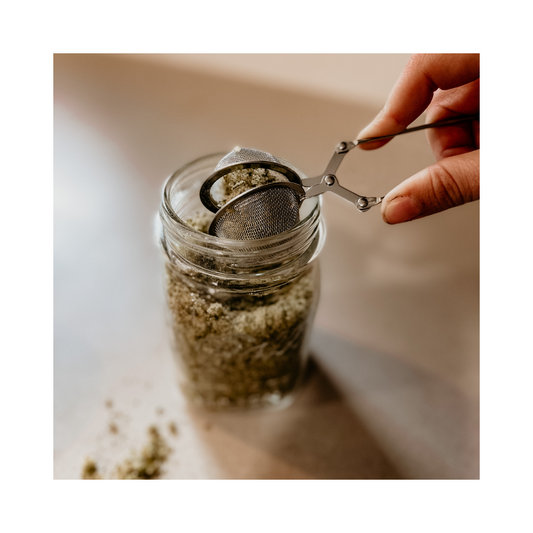 Dried mullein leaf, Verbascum thapsus, packaged as a bulk herbal ingredient